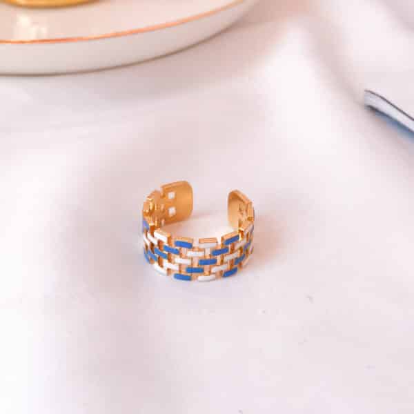 anillo azul y dorado - ecuador - ropa gallardo - accesorios