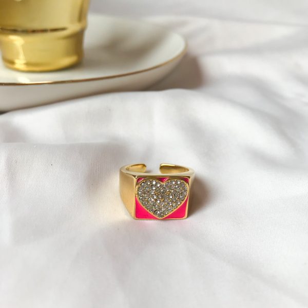 anillo dorado en forma de corazon rosado - ecuador - ropa gallardo - accesorios