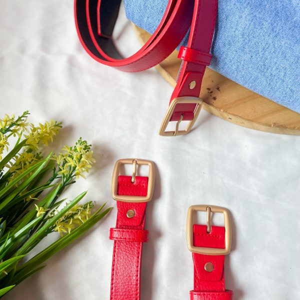 cinturón rojo hebilla dorada - ecuador - ropa gallardo