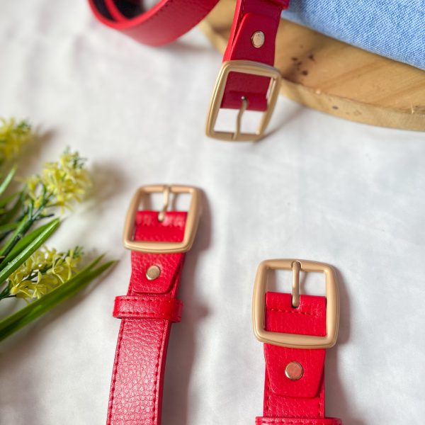 cinturón rojo hebilla dorada - ecuador - ropa gallardo