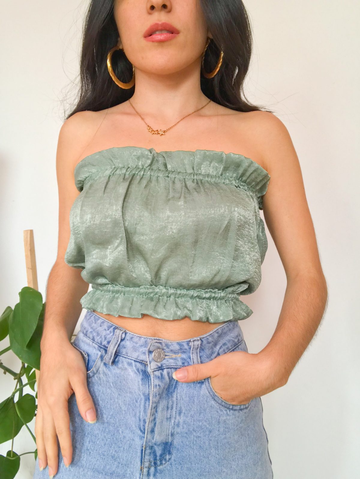 blusa strapless verde - ecuador - ropa gallardo - envíos nacionales