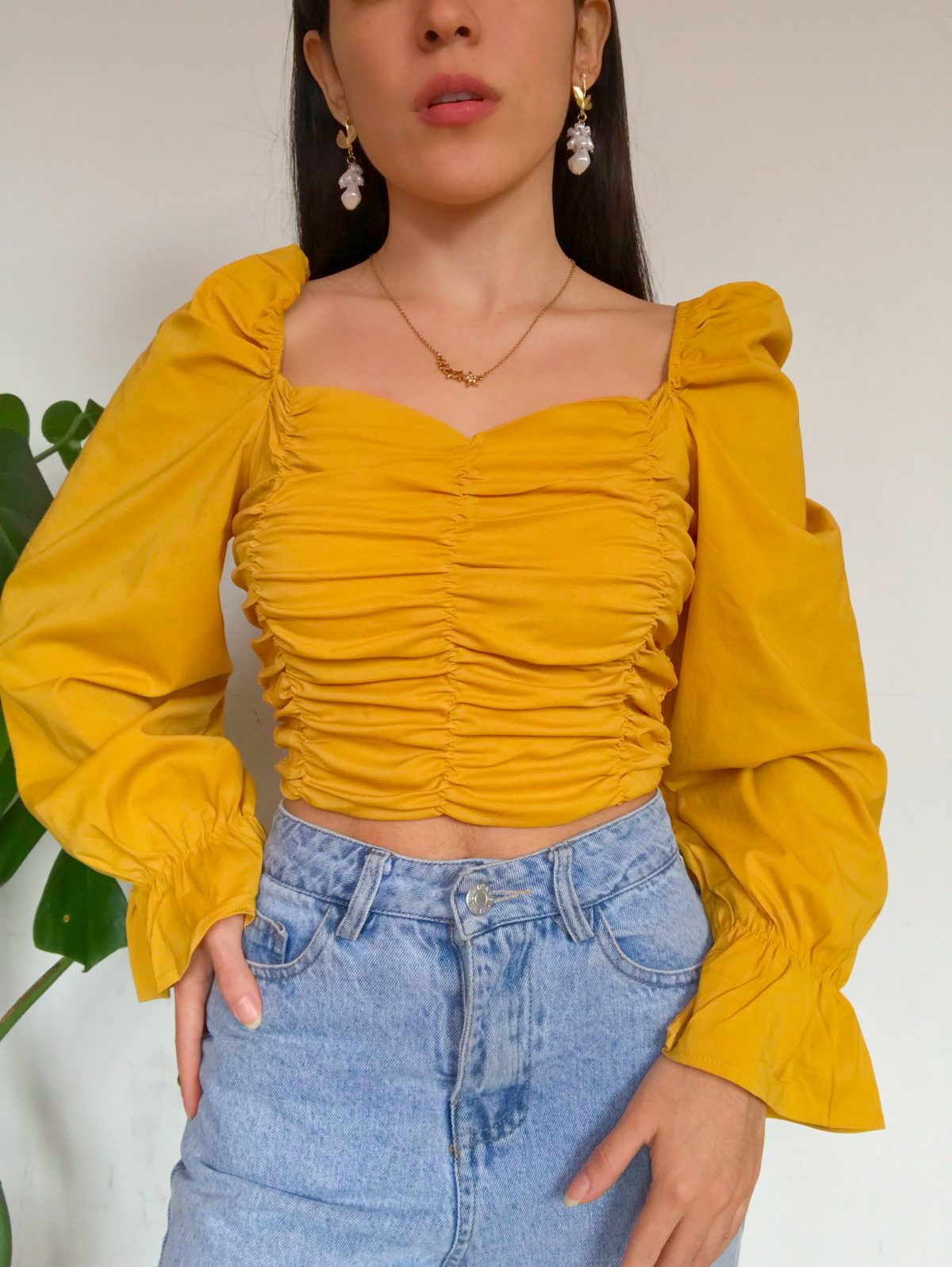 blusa amarilla mostaza manga larga - ecuador - ropa gallardo
