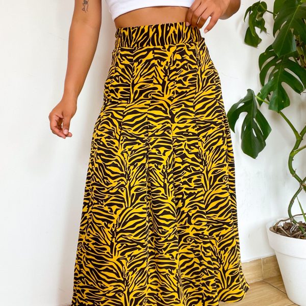 maxifalda falda amarilla con print - ecuador - ropa gallardo