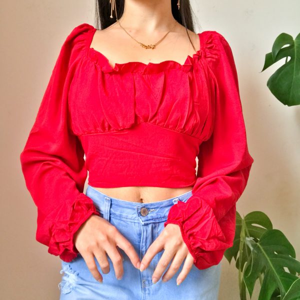 blusa roja manga larga - ropa gallardo - ecuador