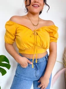 blusa mostaza amarilla corta bombacha - ecuador - ropa gallardo - envíos nacionales
